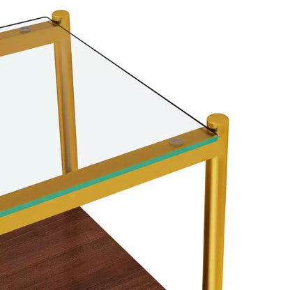 Mesa auxiliar de cristal templado, cuadrada de 4 patas, juego de 2