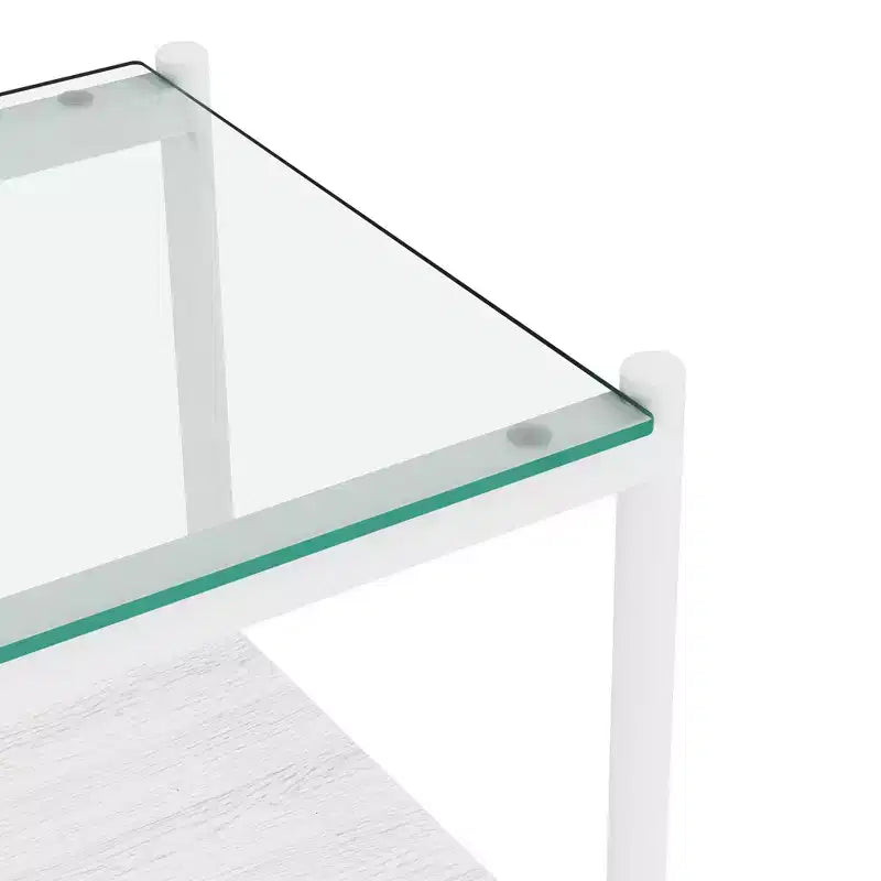 Mesa auxiliar de cristal templado, cuadrada de 4 patas, juego de 2