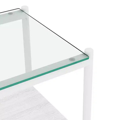Mesa auxiliar de cristal templado, cuadrada de 4 patas, juego de 2