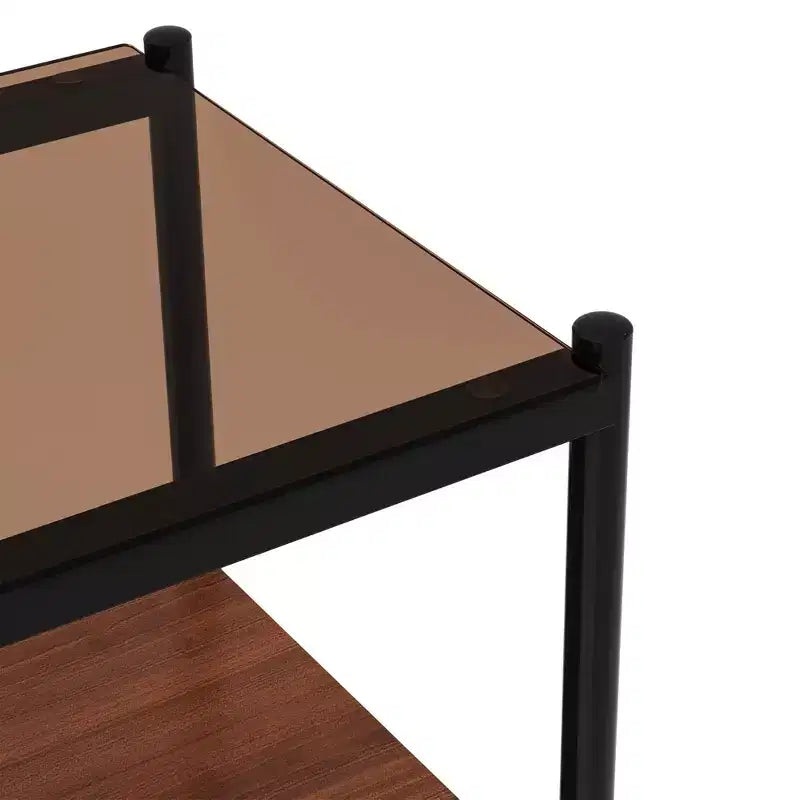 Mesa auxiliar de cristal templado, cuadrada de 4 patas, juego de 2