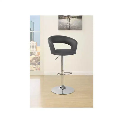 Taburete de bar de piel sintética gris de altura regulable, base cromada, para 1 persona