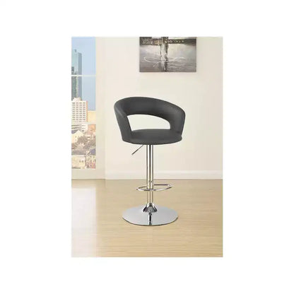 Taburete de bar de piel sintética gris de altura regulable, base cromada, para 1 persona