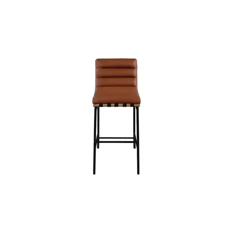 Taburete de bar de cuero sintético coñac, sin reposabrazos, capacidad para 1 persona