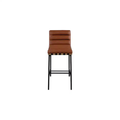 Taburete de bar de cuero sintético coñac, sin reposabrazos, capacidad para 1 persona