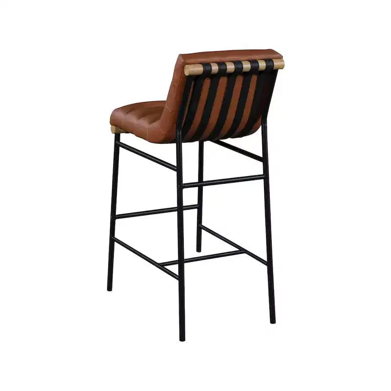 Taburete de bar de cuero sintético coñac, sin reposabrazos, capacidad para 1 persona