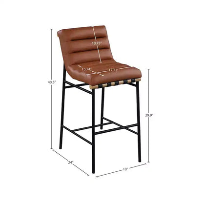 Taburete de bar de cuero sintético coñac, sin reposabrazos, capacidad para 1 persona