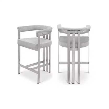 Meridian Furniture,Marcello Grey Velvet Counter Stool, Set of 2