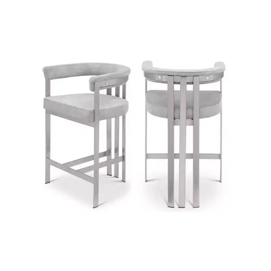 Meridian Furniture,Marcello Grey Velvet Counter Stool, Set of 2