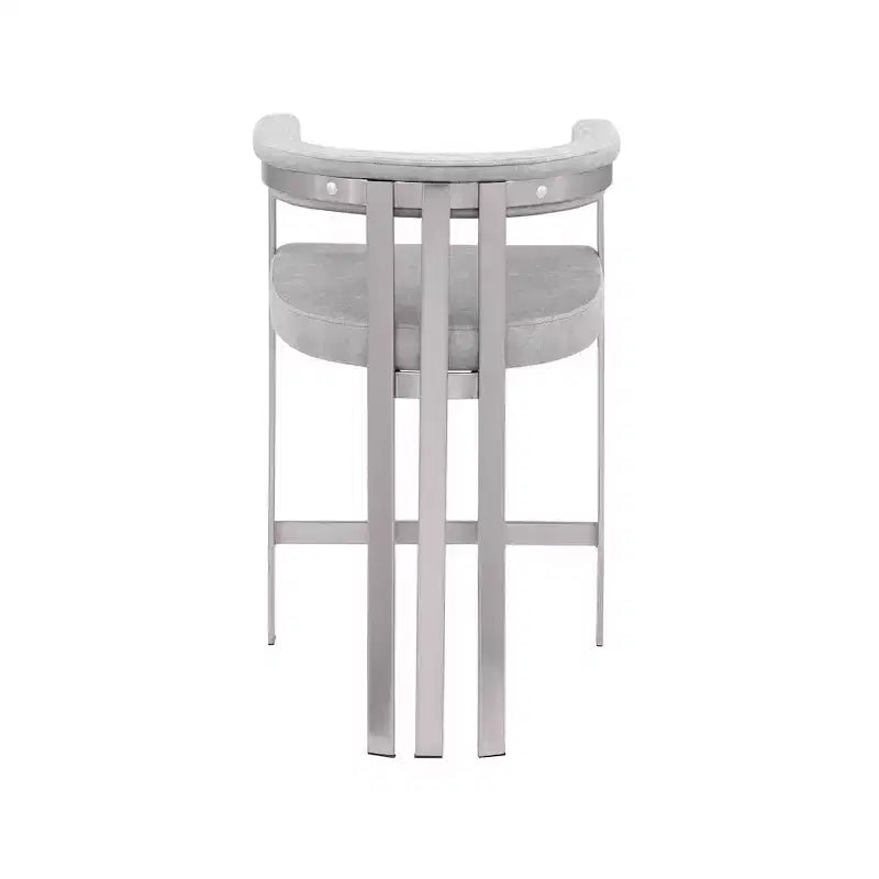 Taburete de mostrador de terciopelo gris con brazos, juego de 2