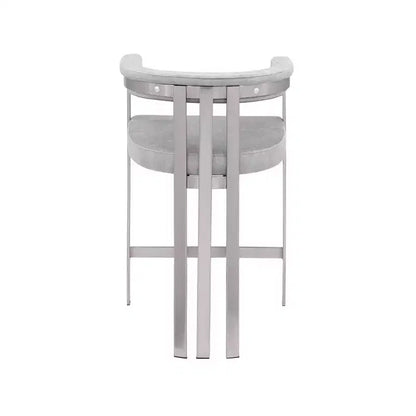 Taburete de mostrador de terciopelo gris con brazos, juego de 2