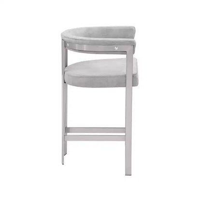 Taburete de mostrador de terciopelo gris con brazos, juego de 2