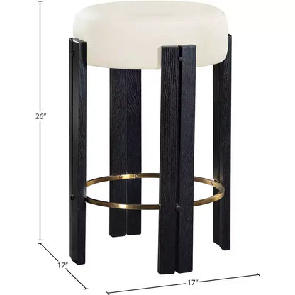 Taburete redondo de mostrador de polipiel crema, sin respaldo, para 1 persona