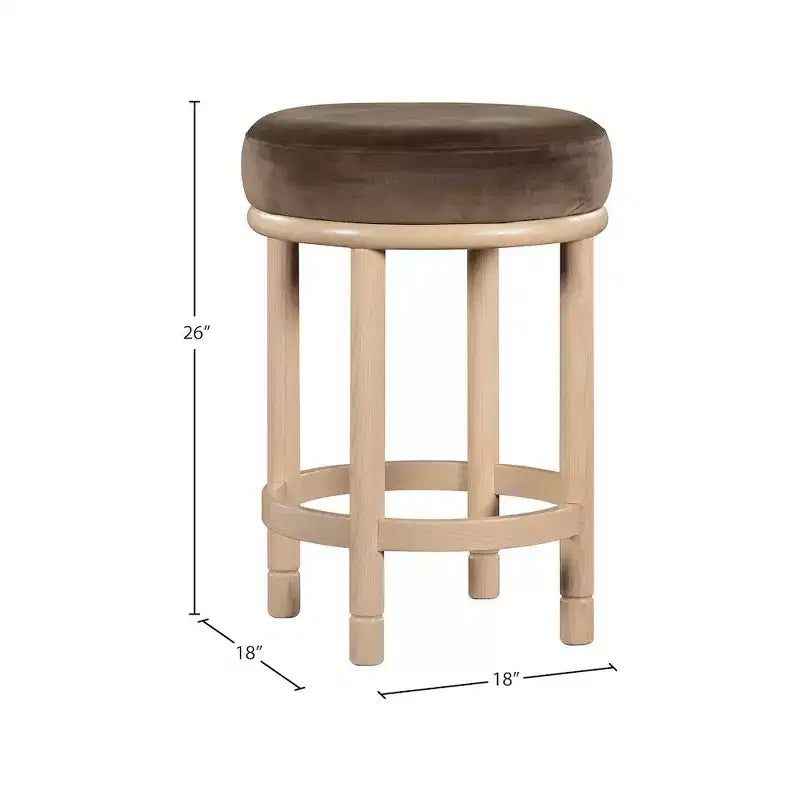 Taburete de mostrador de terciopelo marrón – Sin brazos, 1 asiento