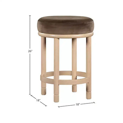Taburete de mostrador de terciopelo marrón – Sin brazos, 1 asiento