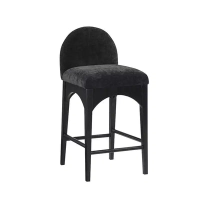 Meridian Furniture,Waldorf Black Chenille Fabric Stool