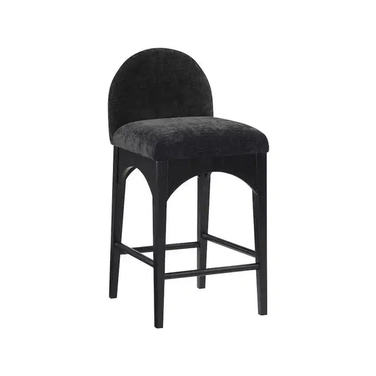 Meridian Furniture,Waldorf Black Chenille Fabric Stool