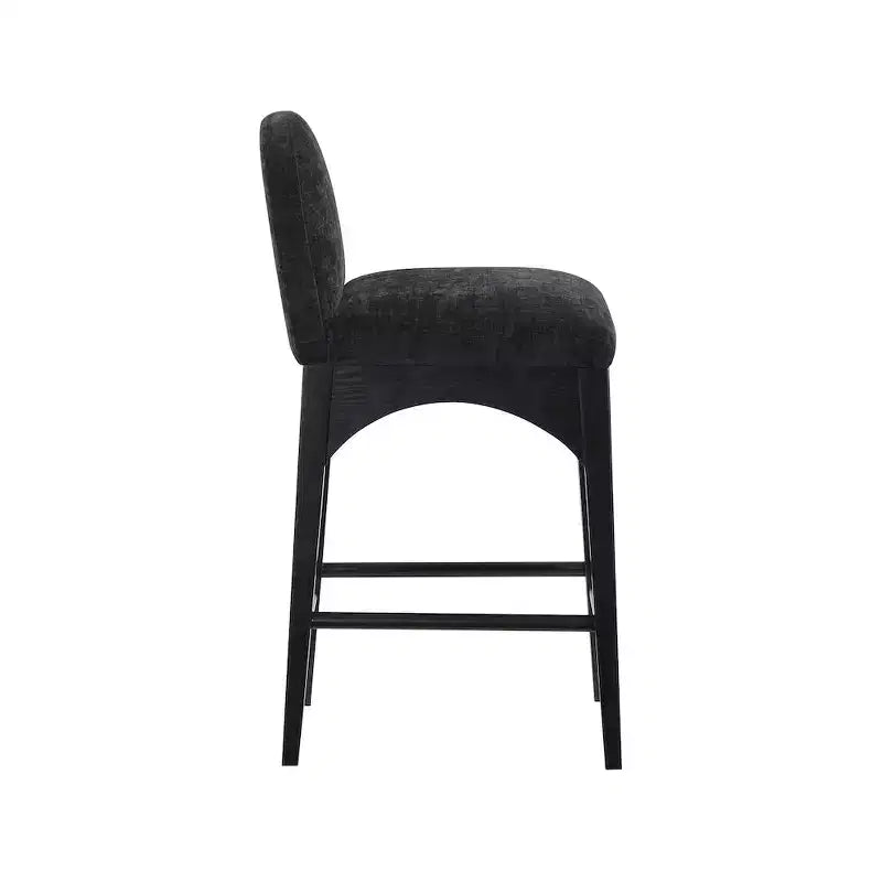 Meridian Furniture, Taburete Waldorf de tela chenilla negra