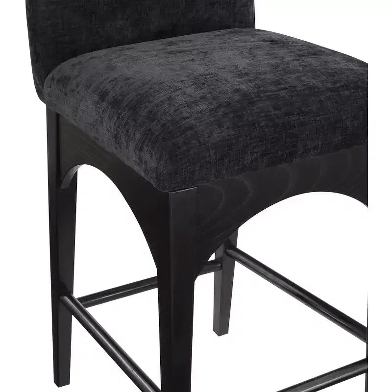 Meridian Furniture, Taburete Waldorf de tela chenilla negra