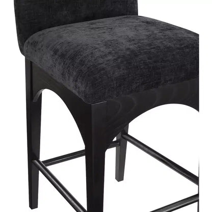 Meridian Furniture, Taburete Waldorf de tela chenilla negra