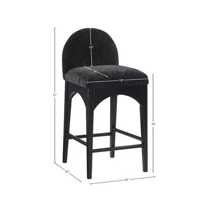 Meridian Furniture, Taburete Waldorf de tela chenilla negra
