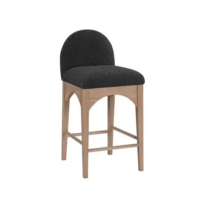 Meridian Furniture,Waldorf Black Boucle Fabric Stool