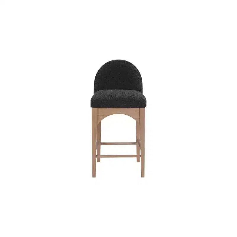 Taburete de cocina de tela bouclé negra, sin brazos, para 1 persona