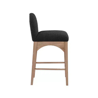 Taburete de cocina de tela bouclé negra, sin brazos, para 1 persona
