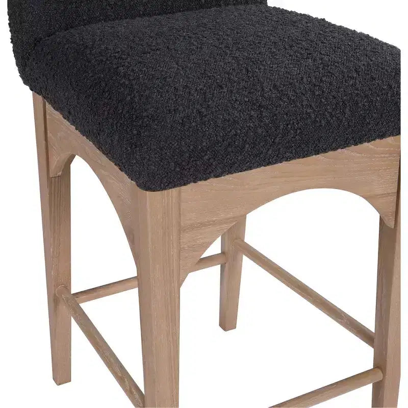 Taburete de cocina de tela bouclé negra, sin brazos, para 1 persona