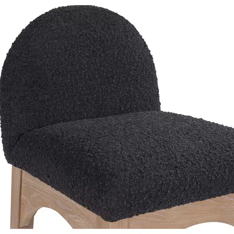 Taburete de cocina de tela bouclé negra, sin brazos, para 1 persona
