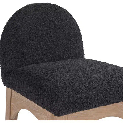 Taburete de cocina de tela bouclé negra, sin brazos, para 1 persona