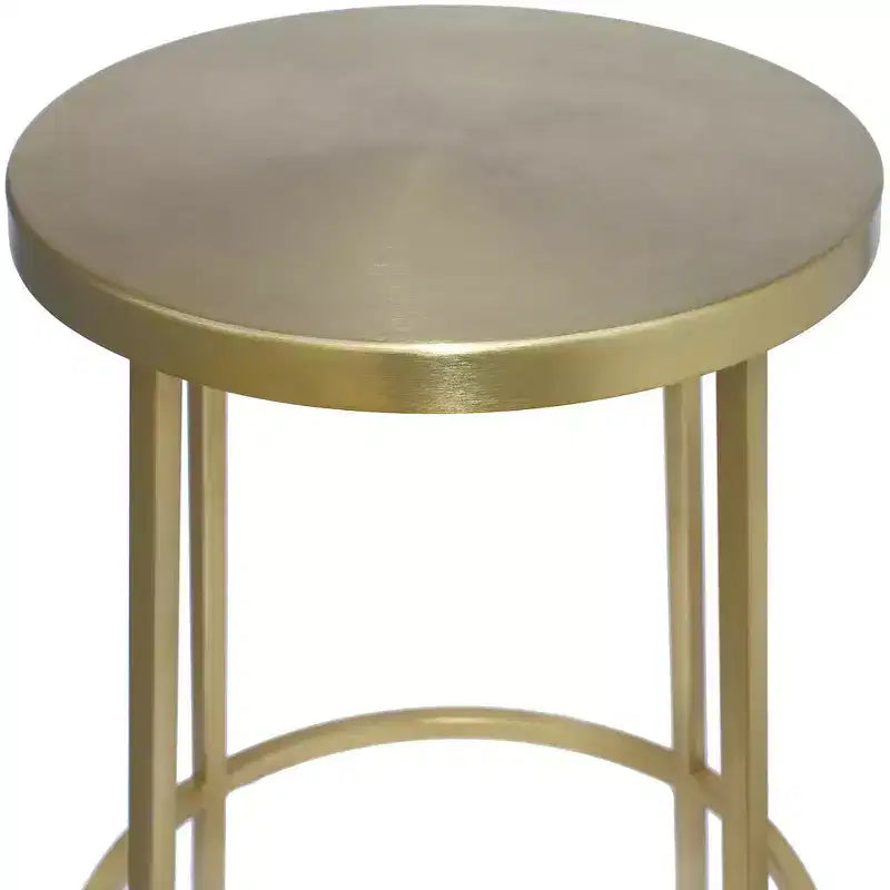 Taburete de mostrador redondo de hierro cepillado dorado, para 1 persona