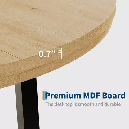 Mesa de comedor redonda de 47", negro/marrón rústico, estilo industrial, capacidad para 4–6 personas