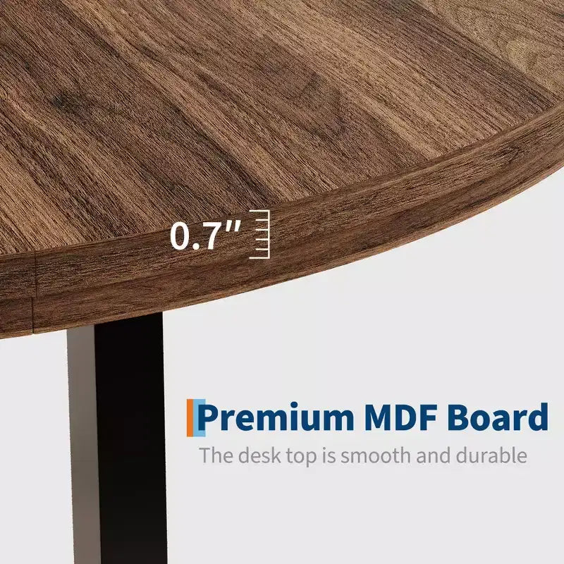 Mesa de comedor redonda de 47", negro/marrón rústico, estilo industrial, capacidad para 4–6 personas