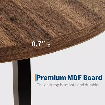 Mesa de comedor redonda de 47", negro/marrón rústico, estilo industrial, capacidad para 4–6 personas