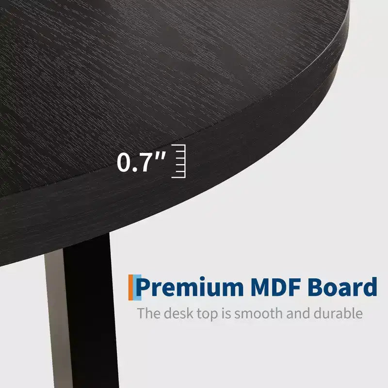 Mesa de comedor redonda de 47", negro/marrón rústico, estilo industrial, capacidad para 4–6 personas