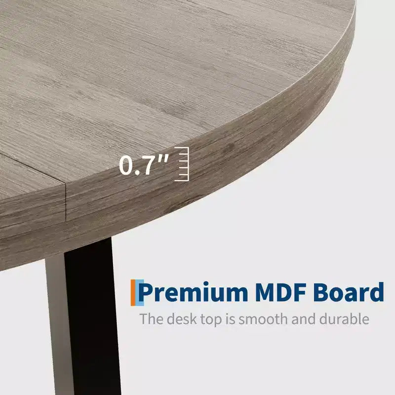 Mesa de comedor redonda de 47", negro/marrón rústico, estilo industrial, capacidad para 4–6 personas