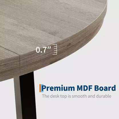 Mesa de comedor redonda de 47", negro/marrón rústico, estilo industrial, capacidad para 4–6 personas