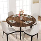 Mesa de comedor redonda de 47", negro/marrón rústico, estilo industrial, capacidad para 4–6 personas