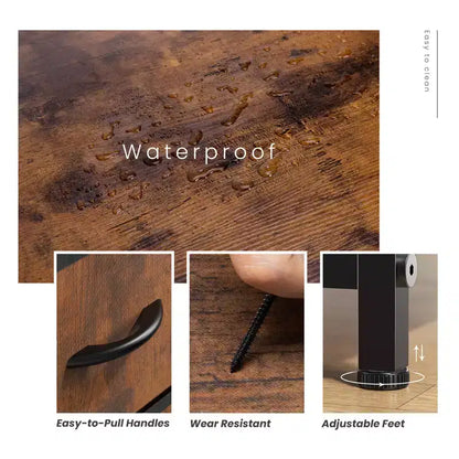 Cómoda de tela negra/marrón/gris con estructura de acero – Cajonera de 2 cajones, montaje para 1 persona