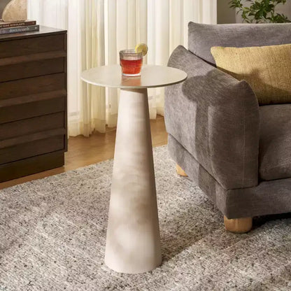 Mesa Auxiliar Redonda de Cerámica Beige, Moderna, Uso Individual