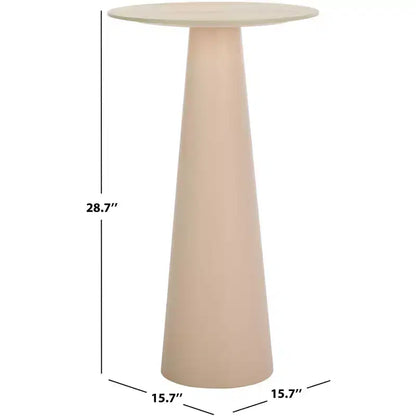Mesa Auxiliar Redonda de Cerámica Beige, Moderna, Uso Individual