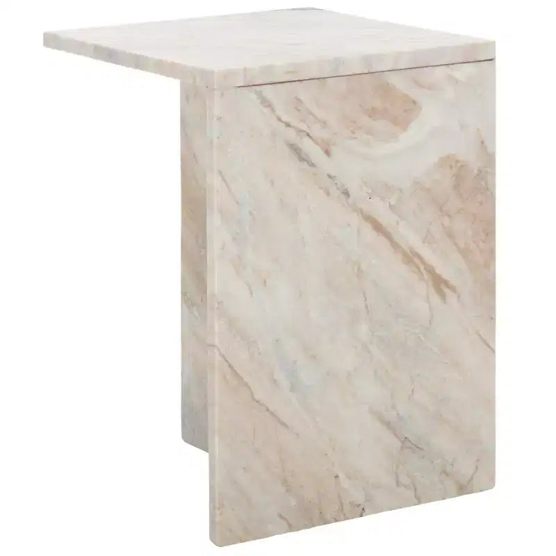 Mesa auxiliar de mármol gris con acento cuadrado, 1 pieza