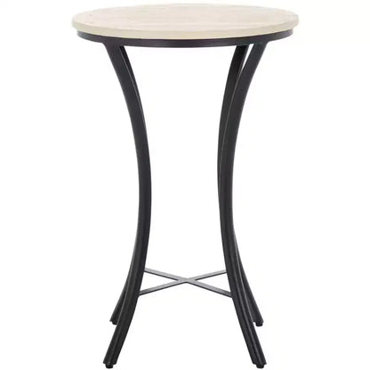 Saxony Travertine Side Table - ACC3731A - Beige/Black - Safavieh