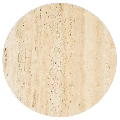 Mesa auxiliar redonda de mármol beige y hierro negro, 1 asiento, 40,6 cm de ancho x 61 cm de alto