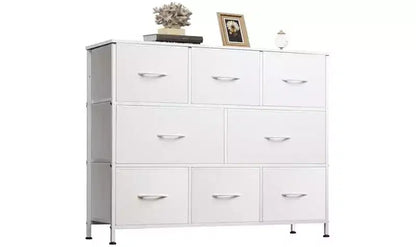 Cómoda de tela de 8 cajones gris oscuro/blanco para 1 persona