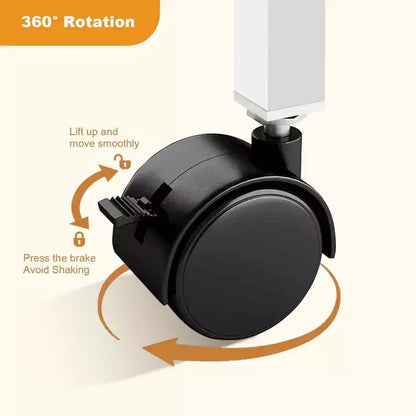 Escritorio ajustable rodante negro, para 1 persona, estructura de metal + tablero de MDF