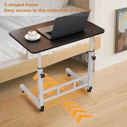 Escritorio ajustable rodante negro, para 1 persona, estructura de metal + tablero de MDF