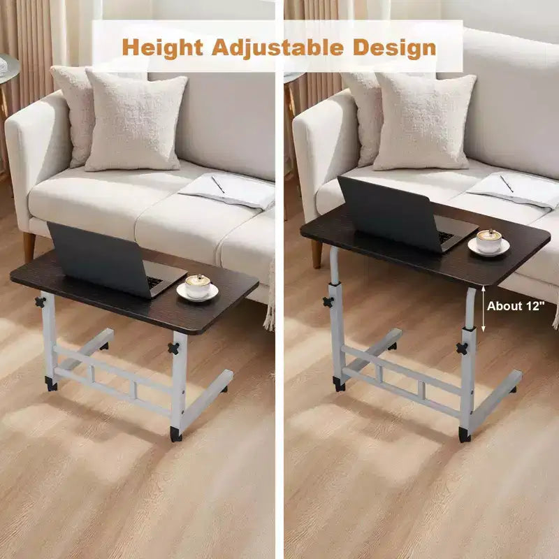 Escritorio ajustable rodante negro, para 1 persona, estructura de metal + tablero de MDF