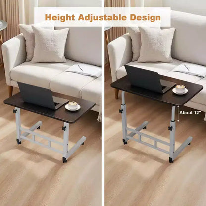 Escritorio ajustable rodante negro, para 1 persona, estructura de metal + tablero de MDF
