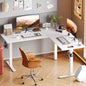 Bestier 63 L-Shaped Standing Desk with Hooks, Height Adjustable Simple Gaming Desk with Charging Station & Power Outlet for Home Office & Bedroom